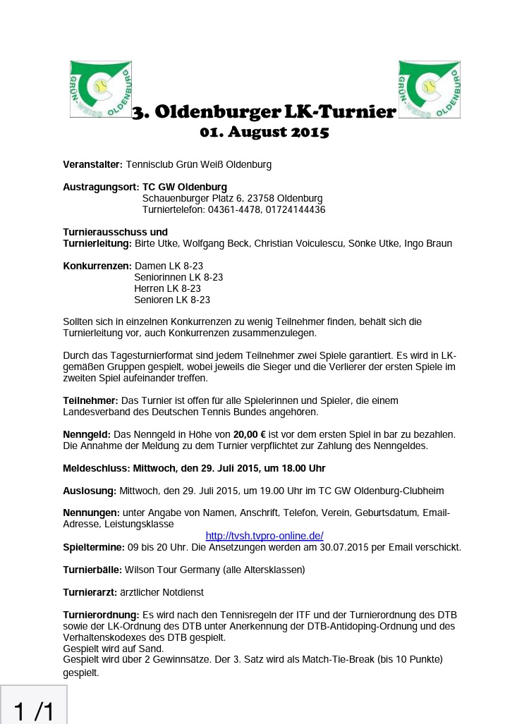 3. Oldenburger LK Turnier